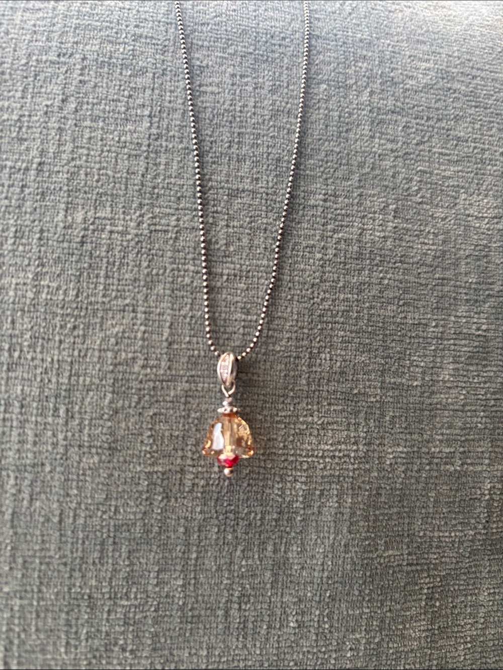 Brighton Amber Crystal Bell Necklace with Red Accent